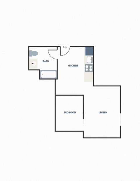 Floor plan for 1 bed, 1 bath, 466 sqft